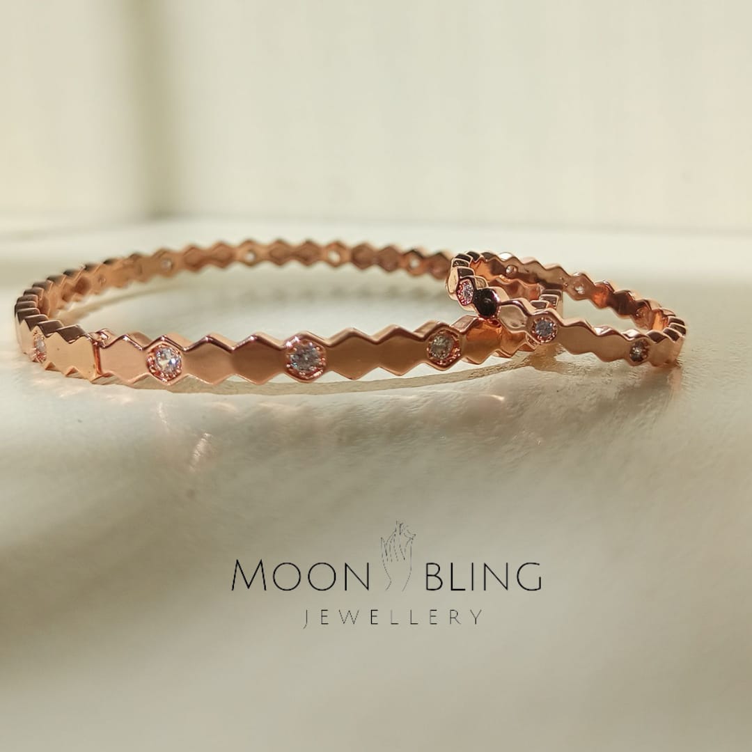 Copper Rhinestone Bangle and Ring