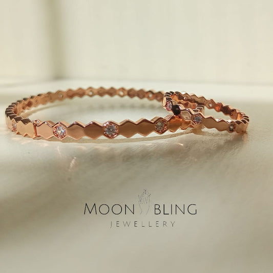 Copper Rhinestone Bangle and Ring